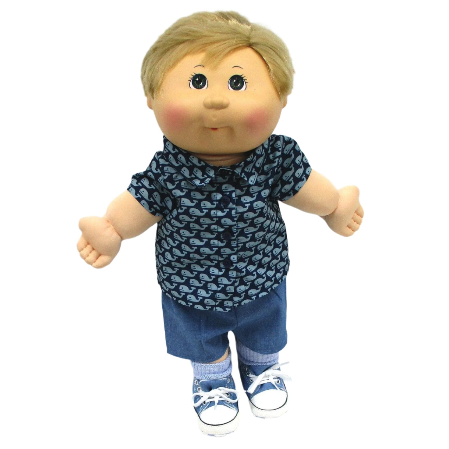CPW1164-Whales 'n Denim Shorts Outfit