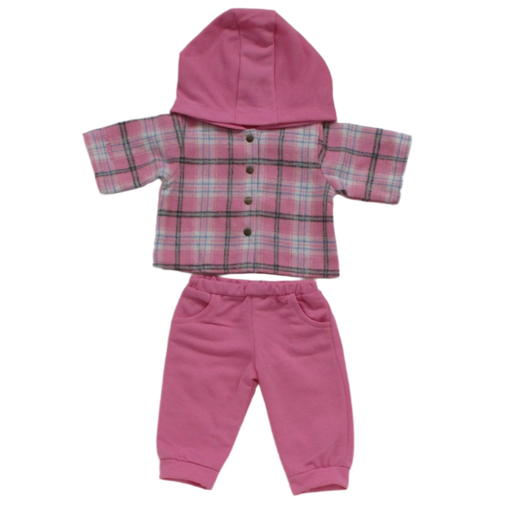BLC C Outfit 2pc Plaid Hoodie/Pants Pink Fits 20"