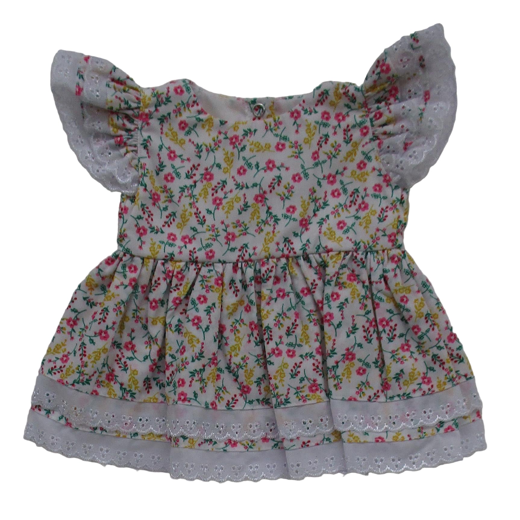 BLC C Dress Floral Eyelet Pink/Yellow/Green Fits 20"