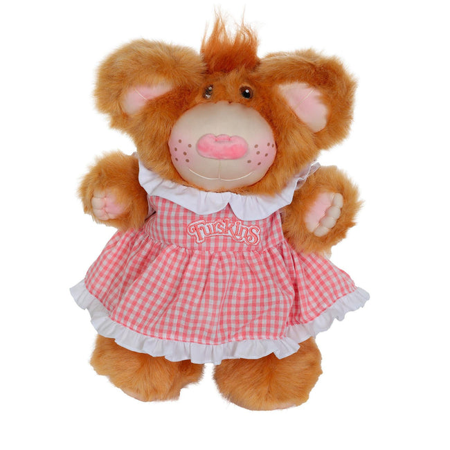 A1 An Original Xavier Roberts Furskins Pink Nose Brown Eyes Dress Gingham