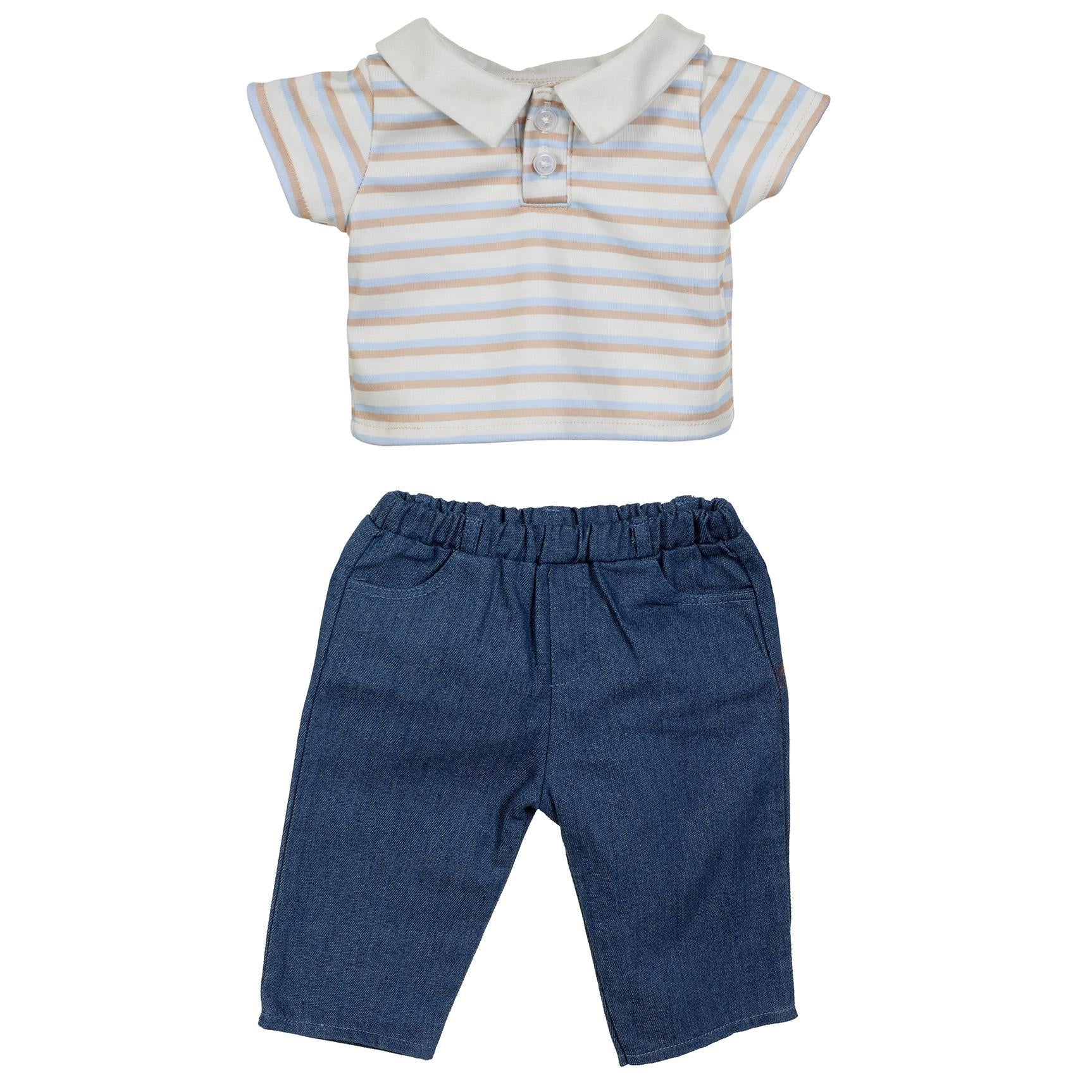 BLC C Outfit 2 pc. Stripe Polo Shirt/Denim Pants Fits 20"