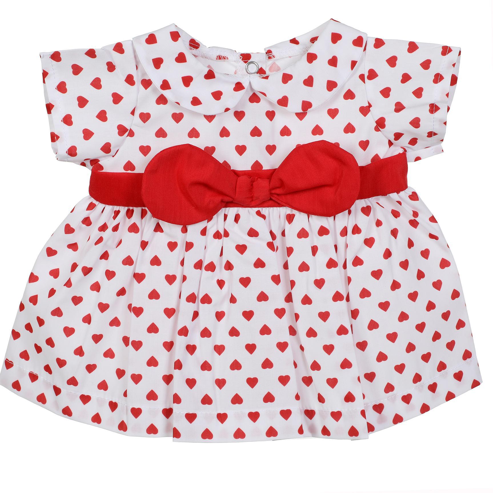 BLC C Dress Wht/Red Hearts Fits 20"