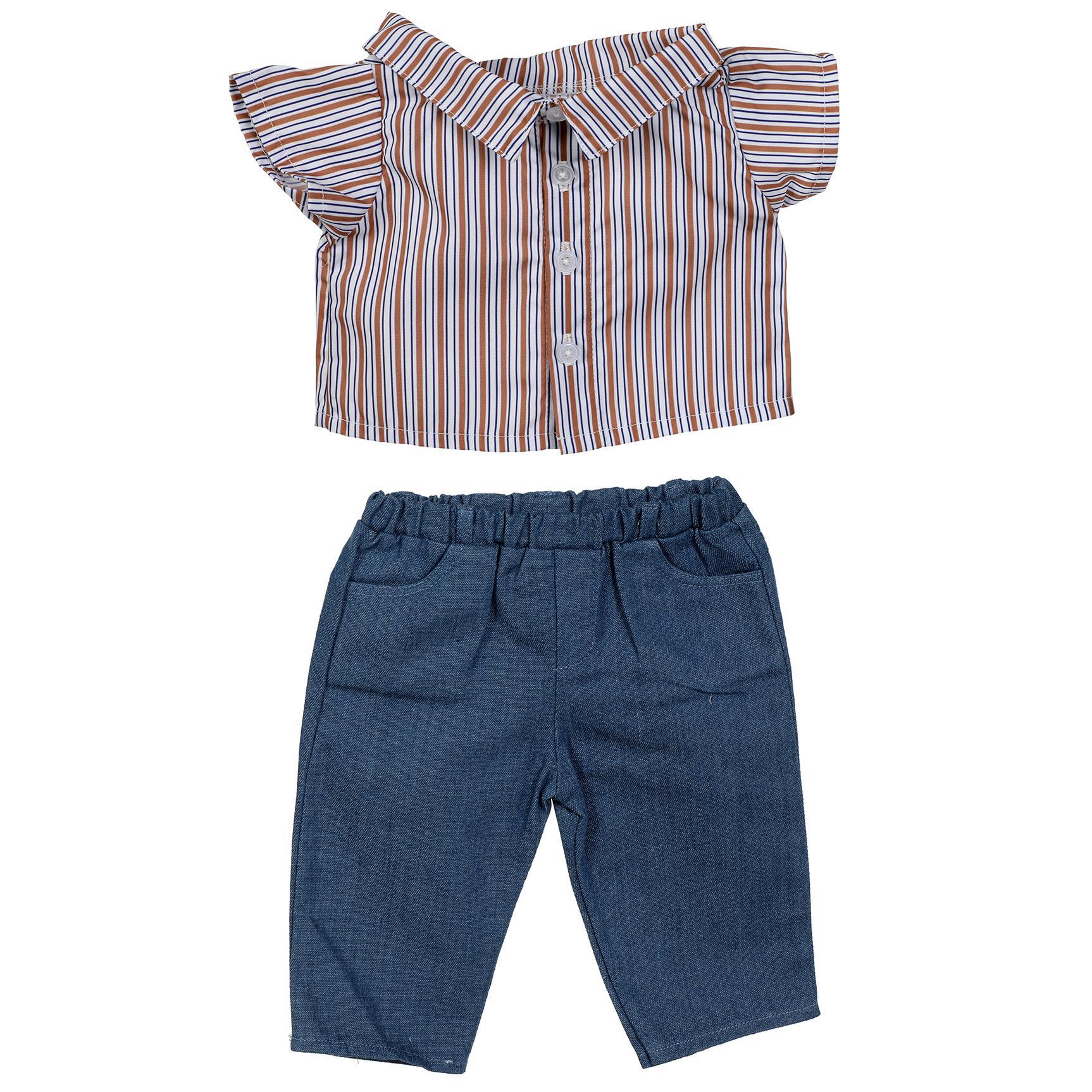 BLC C Outfit 2 pc. Stripe Shirt/Denim Pants Fits 20"