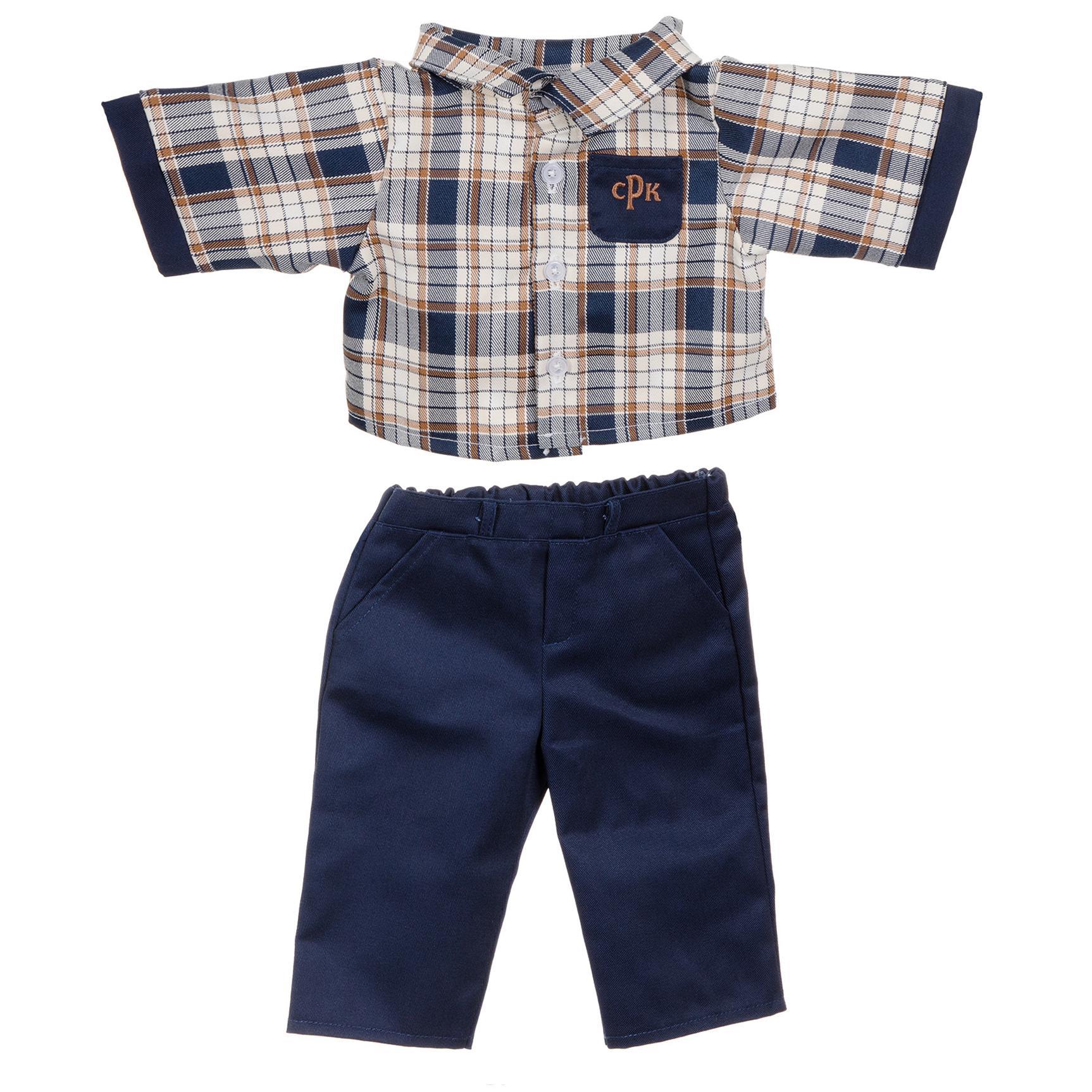 BLC C Outfit 2 pc. Plaid Shirt & Navy Pants fits 20"