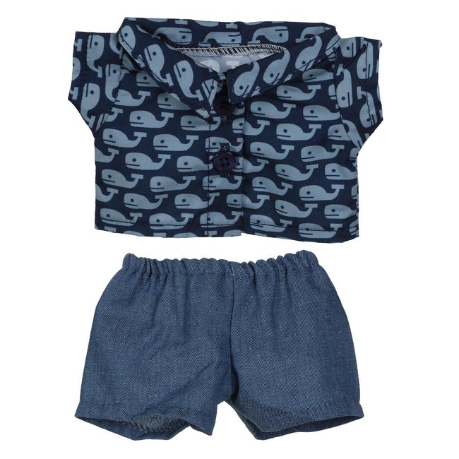 BLC C Outfit 2pc Whales 'n Denim Shorts fits 20"