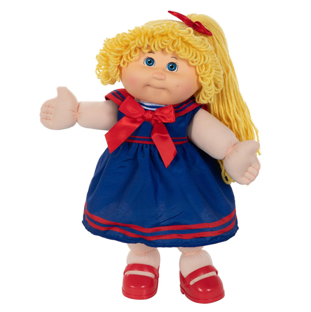 cabbage patch doll blue dress 16" Girl Vintage Sailor Navy Blue Fashion LGT BLU BLO Cabbage Patch Kids