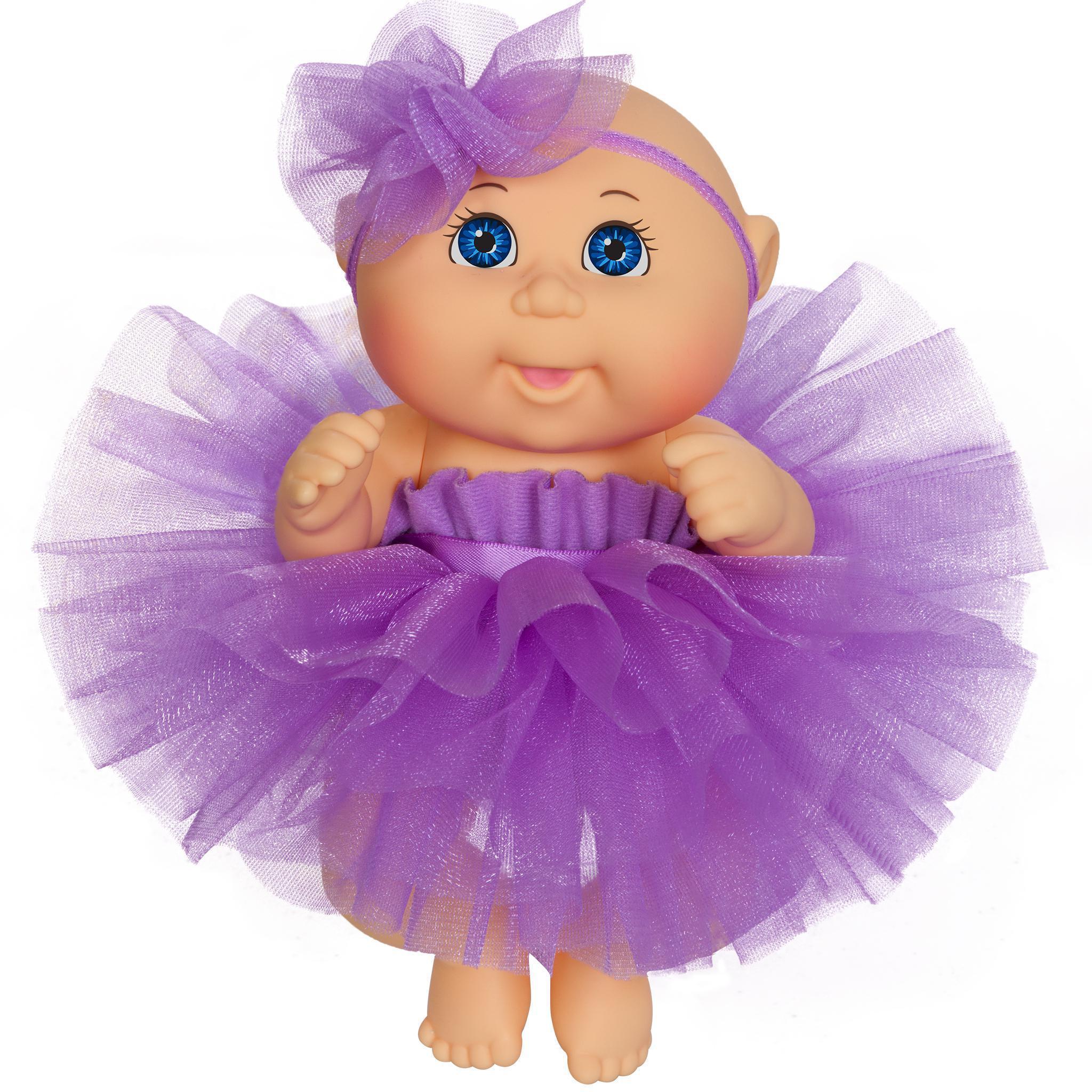 9" Dance Time Girl Lt Bl Bald Purple Tutu