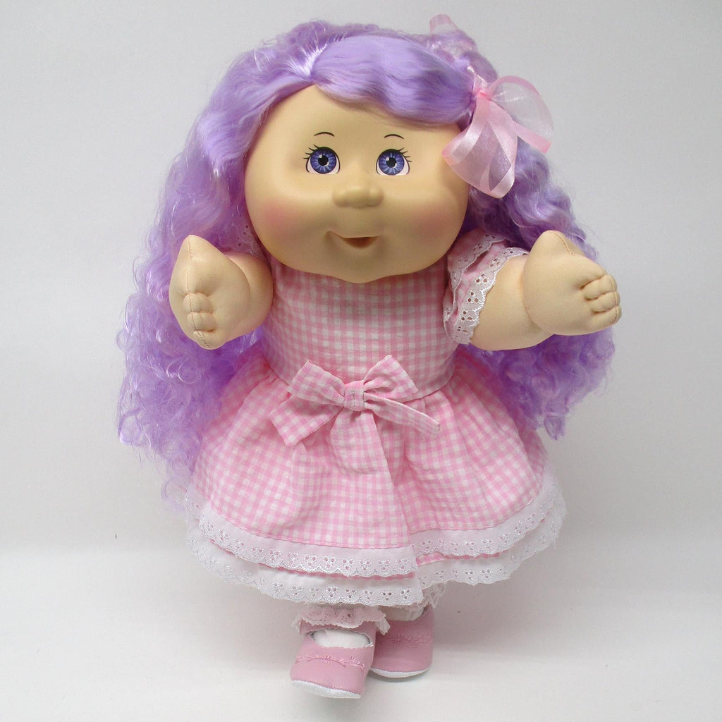 CPW0975-Pink Dress Eyelet Kids Cabbage Patch Gingham