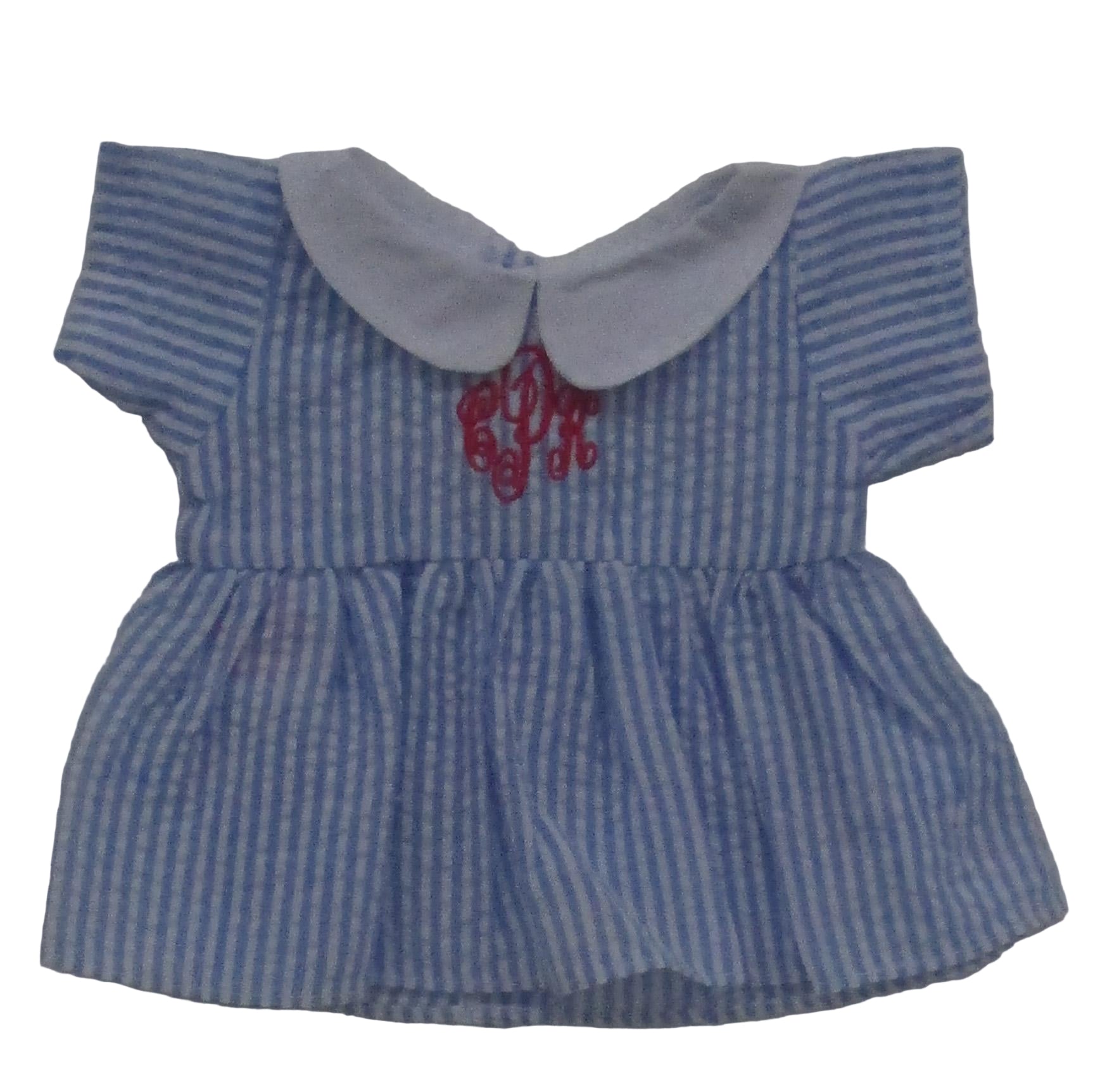 BLC Z01 Dress Blue Striped with Monogram Fits 12", 14" & Lullaby