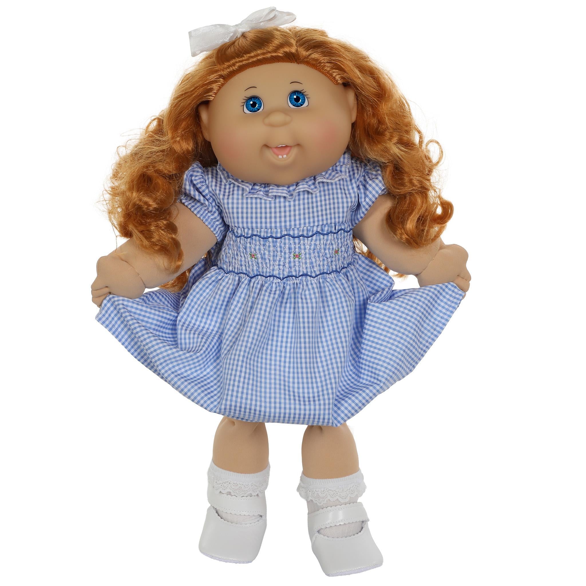 cabbage patch doll blue dress CPW1361-Blue & Green Floral Eyelet Dress Cabbage Patch Kids