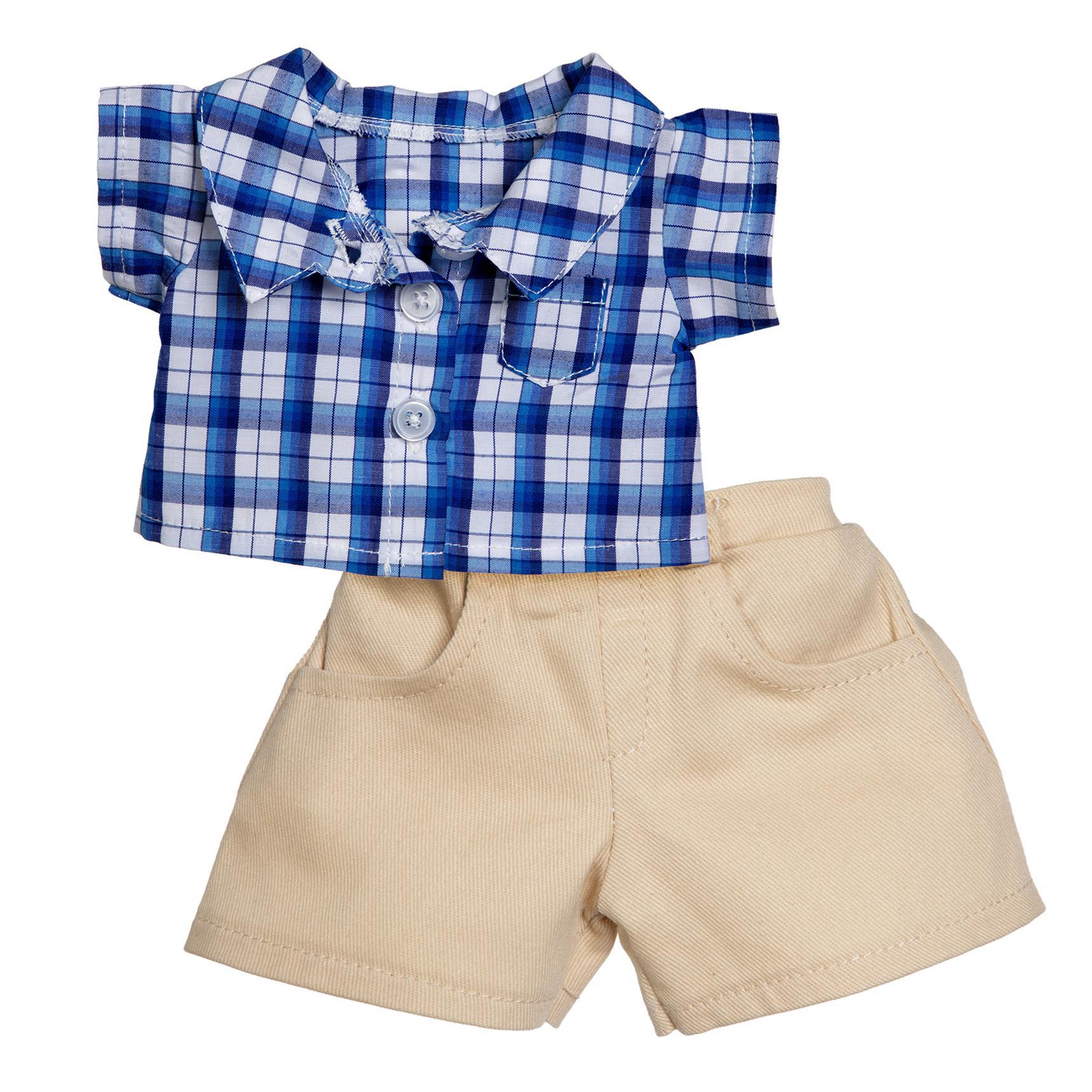 Baby Boy Football Outfit Set - Rugby Embroidery T-Shirt & Plaid Shorts