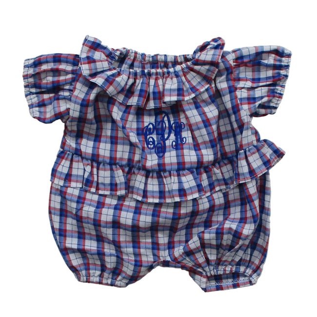 BLC C Sk Romper Plaid Red/Blue Fits 17"
