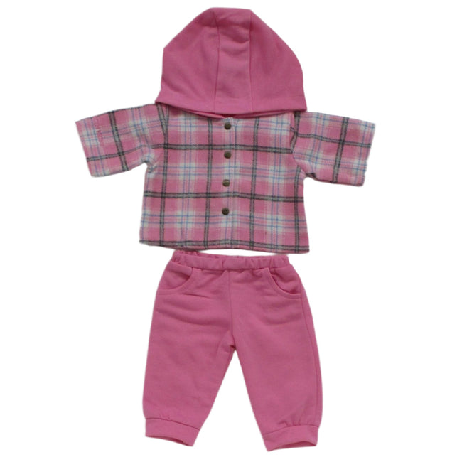 BLC C Outfit 2pc Plaid Hoodie/Pants Pink Fits 20"