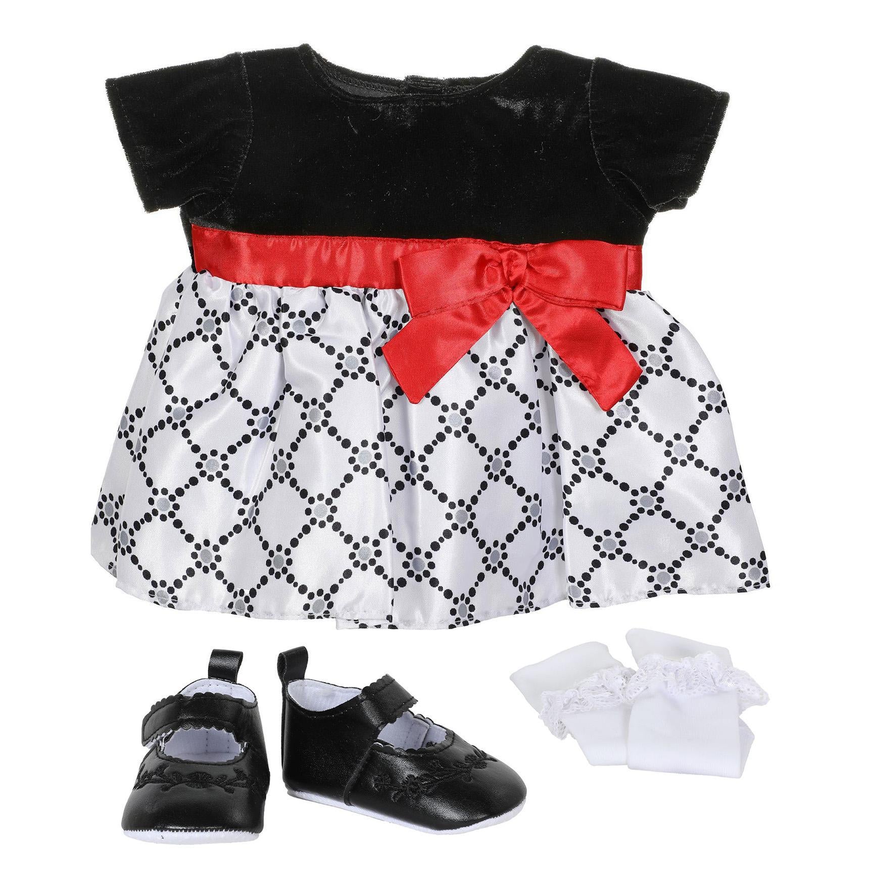 BLC C BU Fashion Set - Christmas Dress Black Velvet Fits 20"