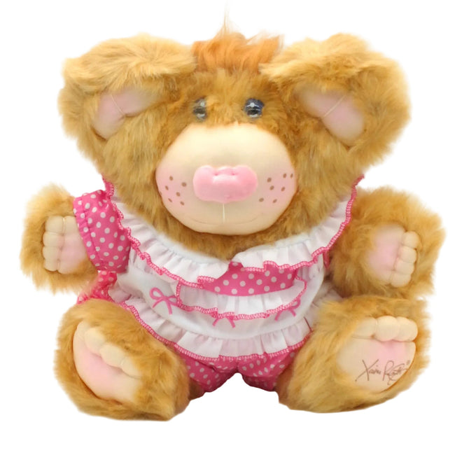 A1 An Original Xavier Roberts Furskins Pink Nose Blue Eyes Romper Pink Polka Dot