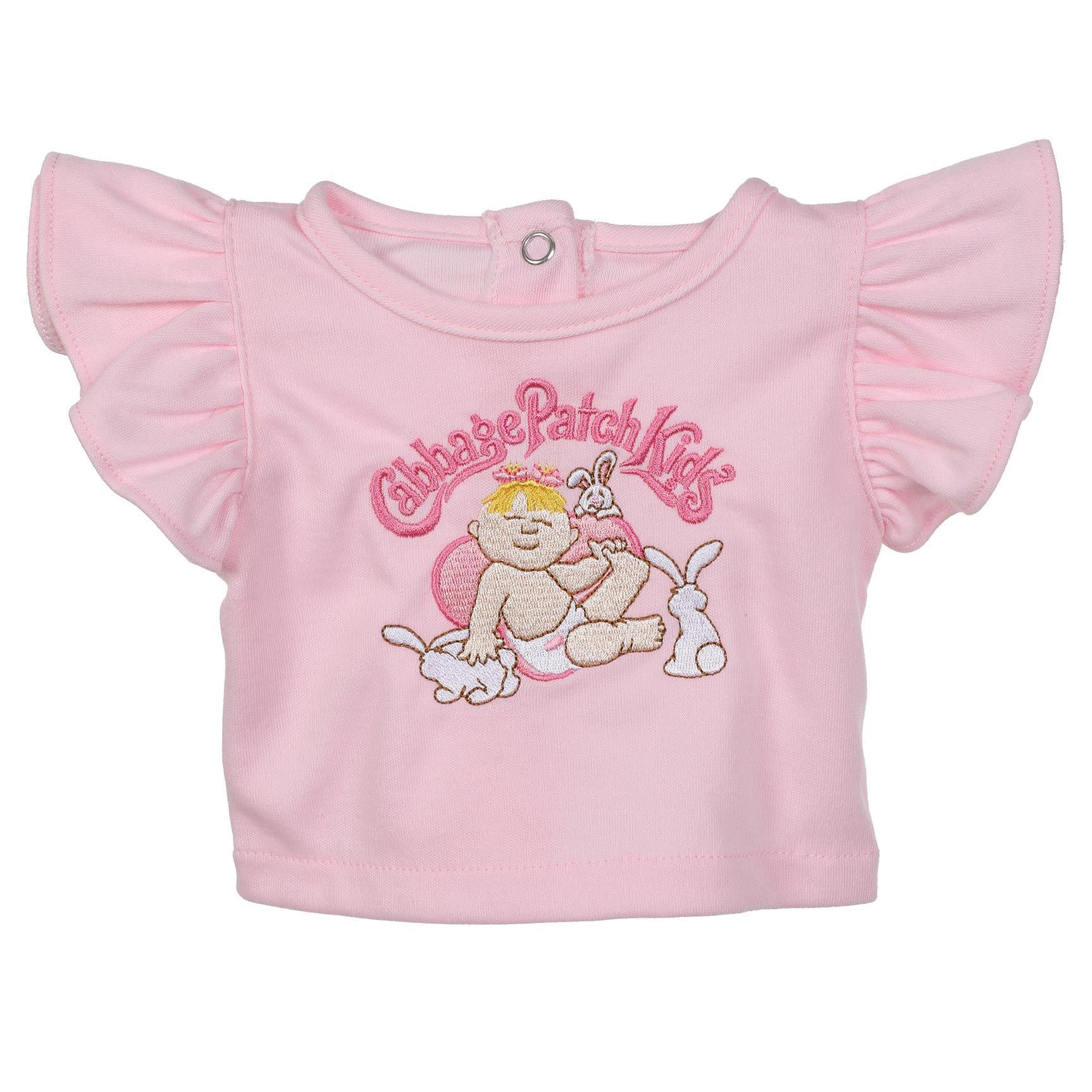 BLC C Sgw Shirt Ruffle Sleeves Pink Bunnies Fits 17", 20" & Newborn