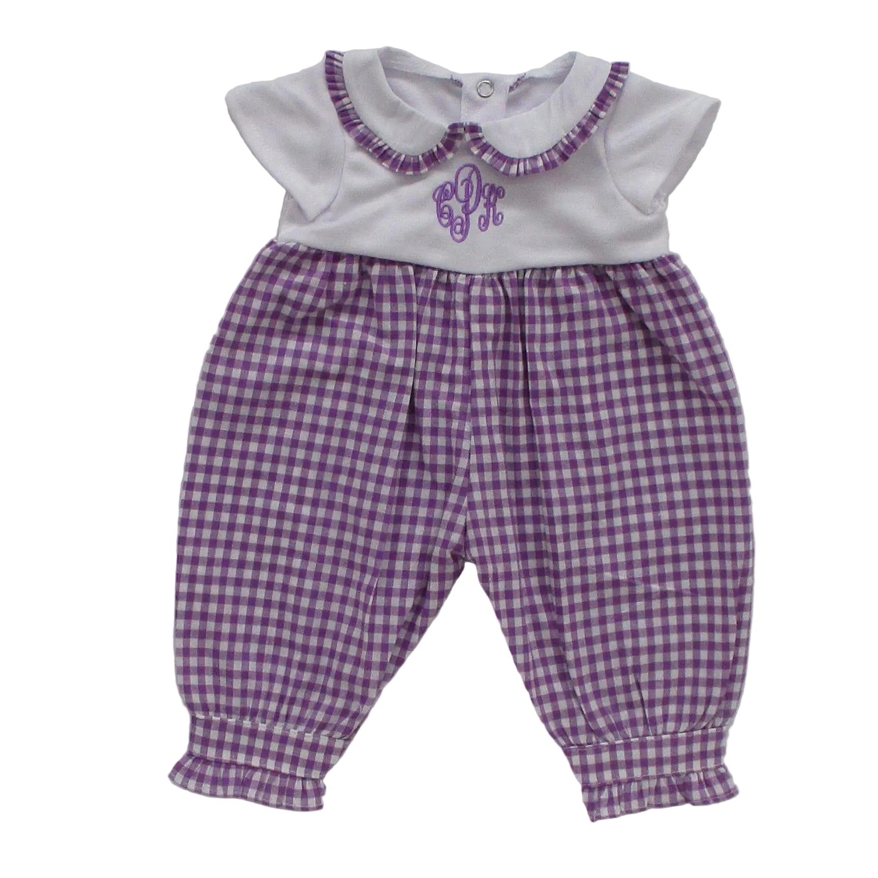 BLC C Outfit Bubble Purple Gingham Fits 20" & Newborn