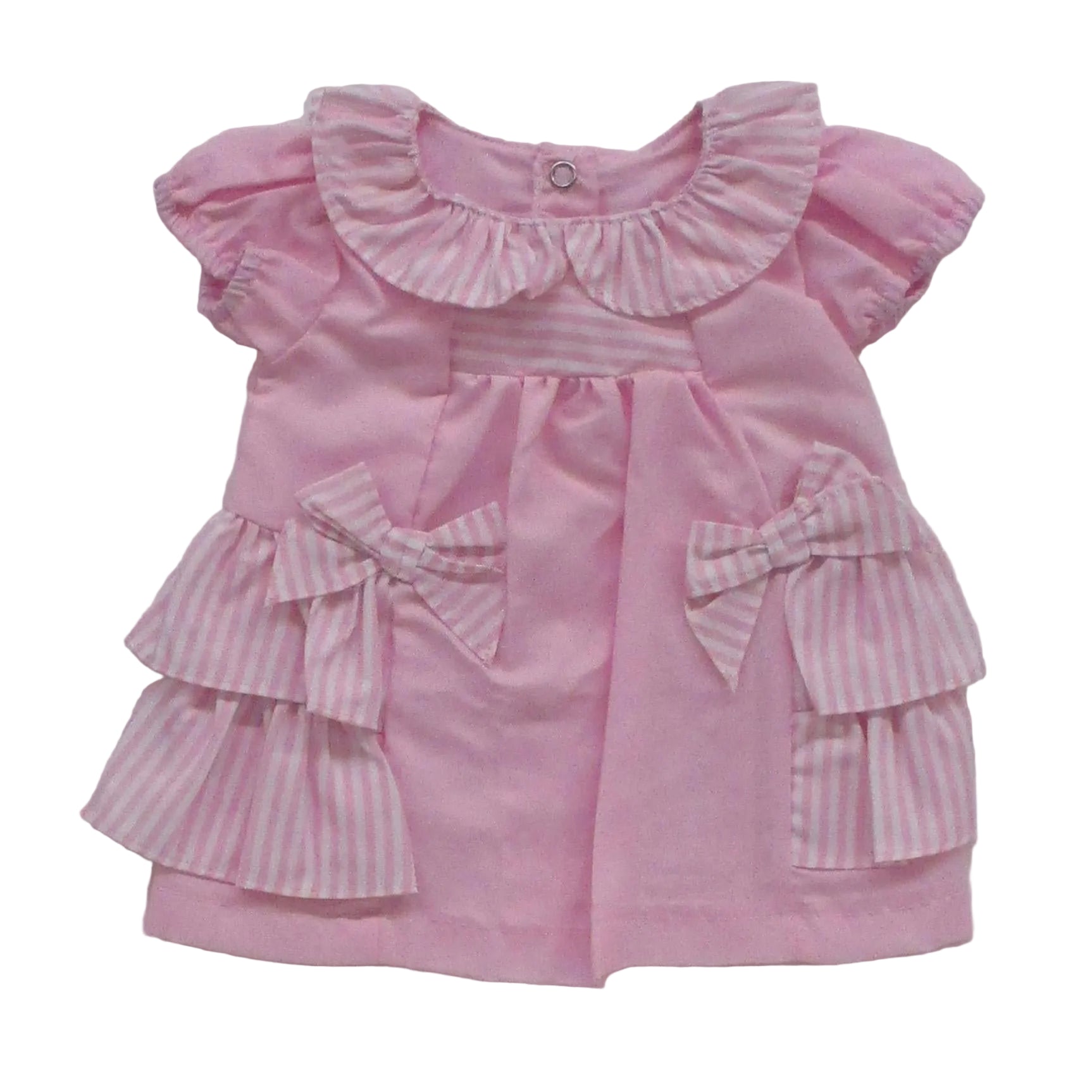 BLC C Dress Pink & White Striped Ruffle Fits 20" and Newborn