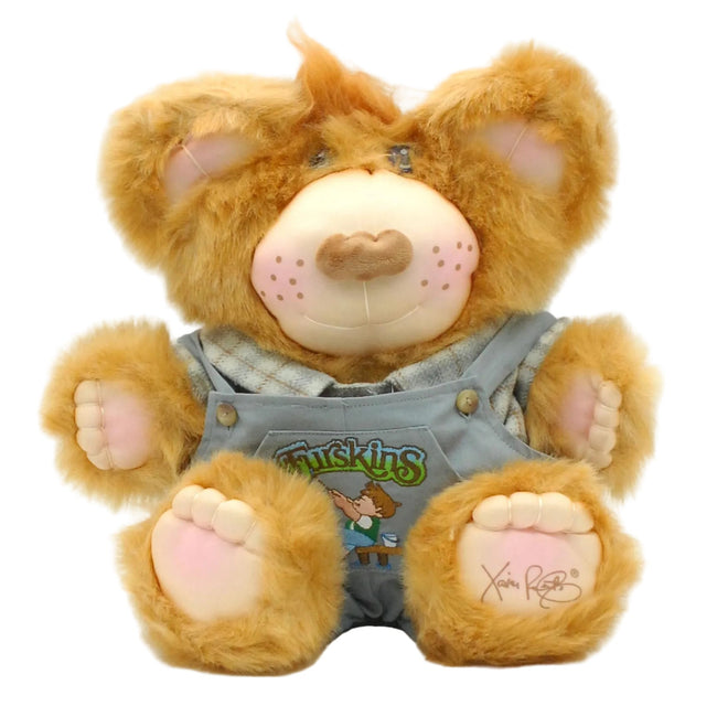 A1 An Original Xavier Roberts Furskins Brown Nose Blue Eyes Overalls Fishing