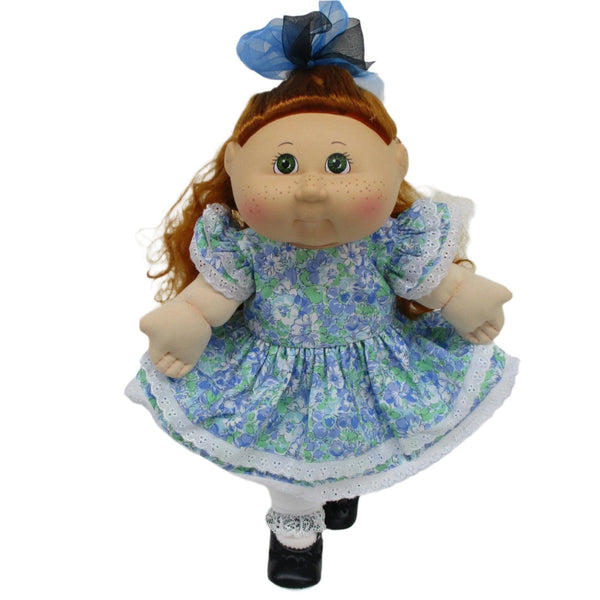 blue dress for baby girl CPW1361-Blue & Green Floral Eyelet Dress Cabbage Patch Kids