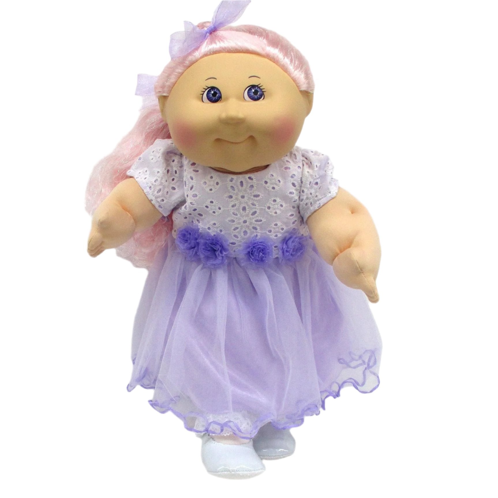 strapless open back dress CPW1181-White Eyelet & Purple Net Dress Cabbage Patch Kids