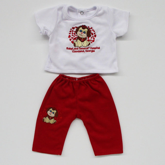 BLC C Outfit 2pc Dog Shirt Red Hearts/Red Pants Fits 20"