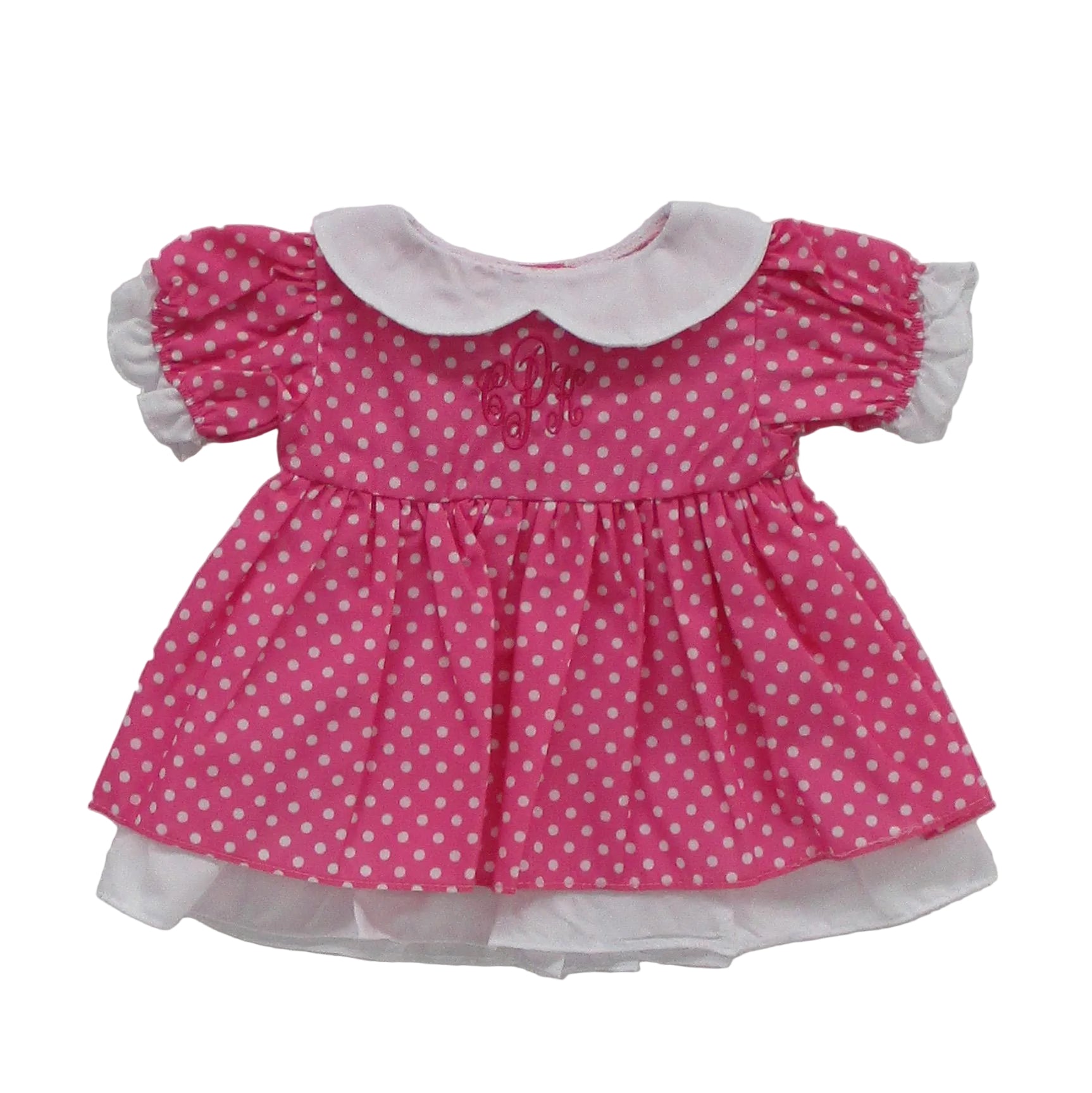 BLC C Dress Pink/White Polka Dots Monogram Fits 20"