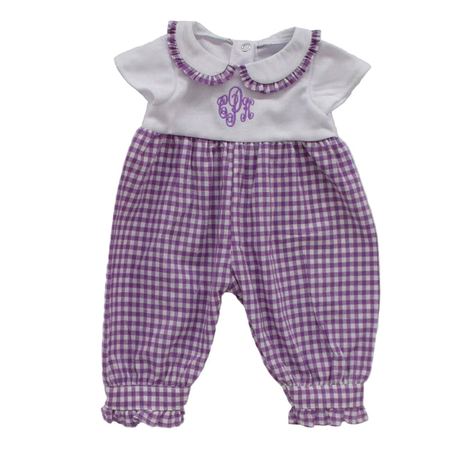 BLC C Outfit Bubble Purple Gingham Fits 20" & Newborn