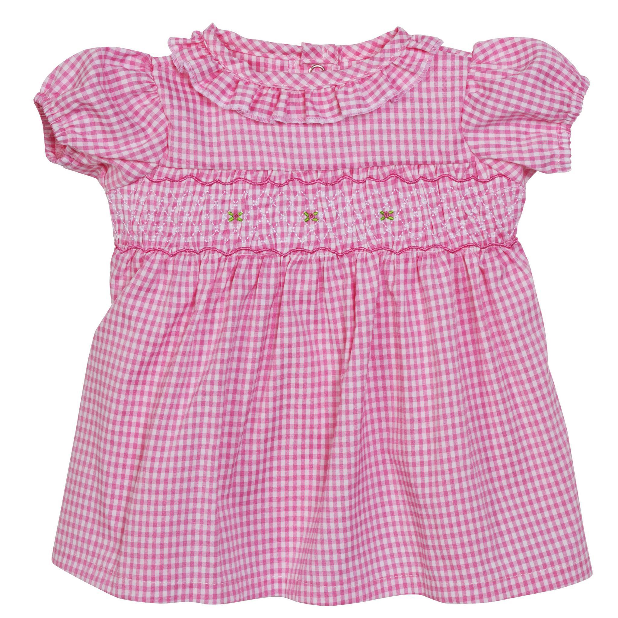 BLC C Dress Gingham Pink 20" & Newborn