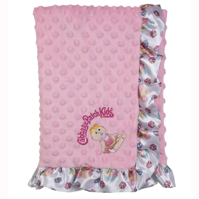 BLC C Blanket Minky Dot Pink and Baby Satin