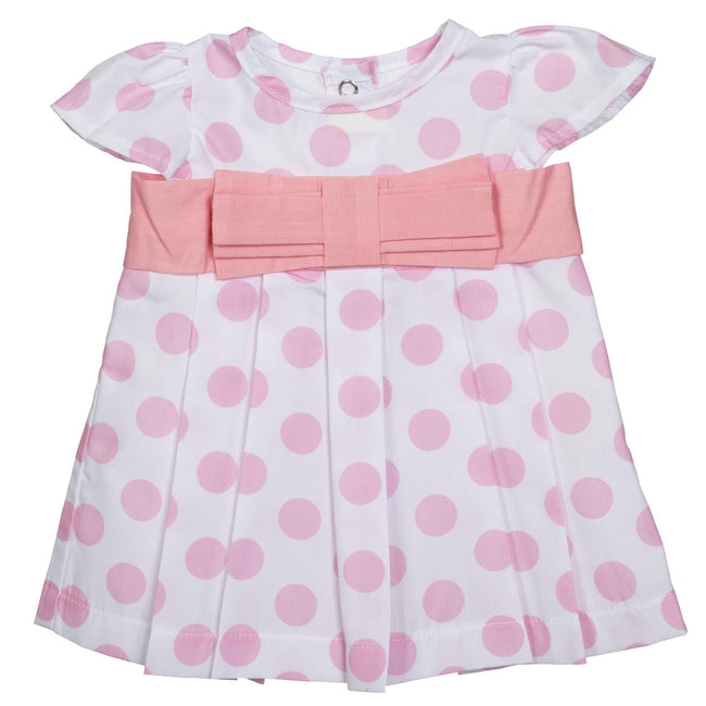 BLC C Dress Pink Bow Pink Polka Dots 20" & Newborn