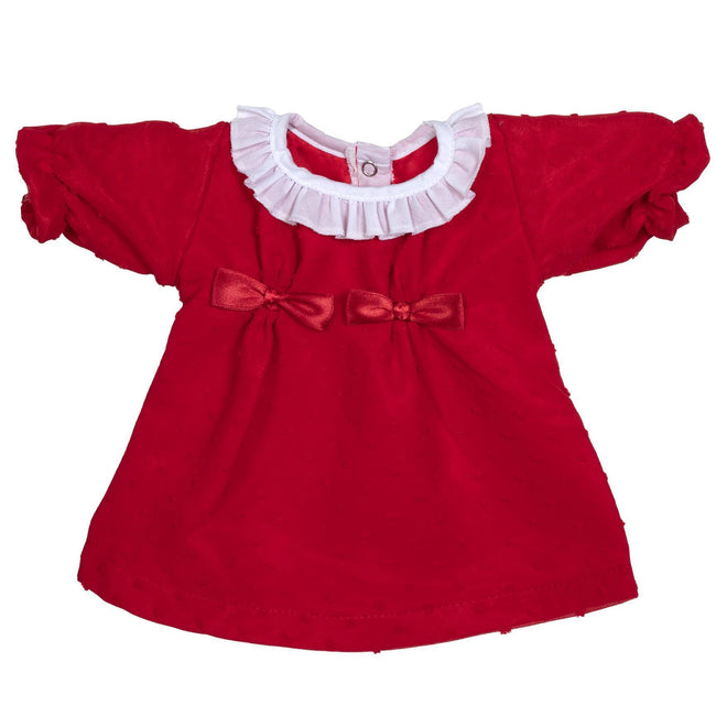 BLC C Dress Red White Ruffle Collar w/ Bows Fits 20" & Newborn