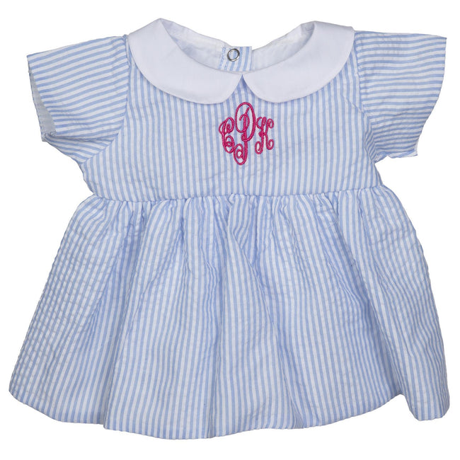 BLC C Dress Stripe Monogram Blue Fits 20" & Newborn
