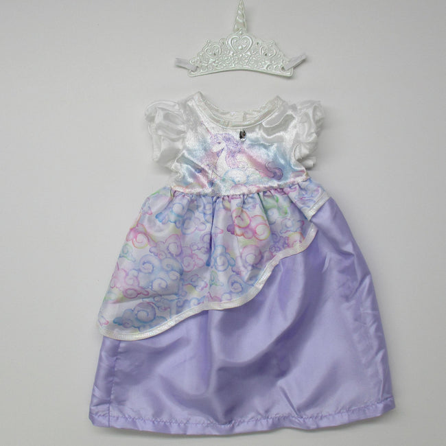 Lil Doll Dress Unicorn Princess w/Soft Crown Fits 16-20"