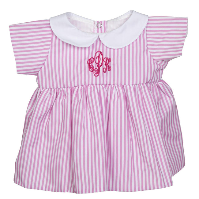 BLC C Dress Stripe Monogram Pink fits 20" & Newborns