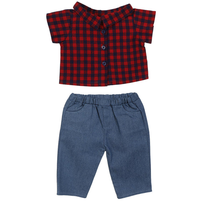 BLC C Outfit 2 pc. Red/Blue Checked Shirt/Denim Pants 20"
